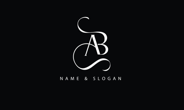 AB, BA, A, B abstract letters logo monogrm