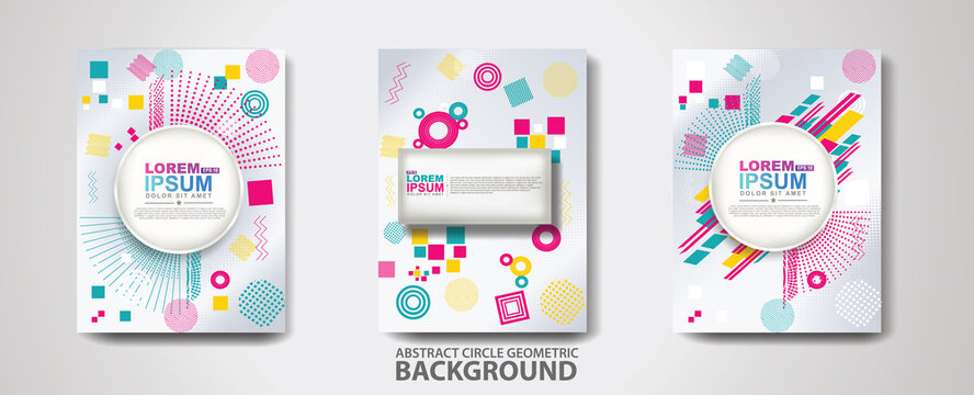 Covers templates set with trendy geometric patterns and memphis elements. Modern design