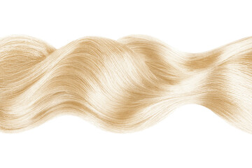 Blond hair in line shape on white background, isolated