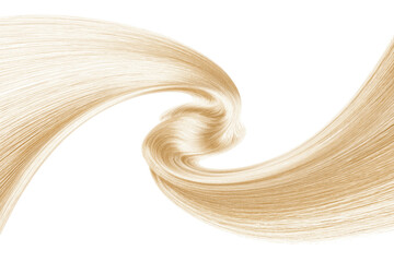 Swirled long blond hair isolated on white background