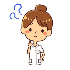 看護師　若い女性　疑問　？　上半身