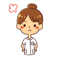 看護師　若い女性　怒る　上半身