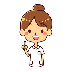 看護師　若い女性　指差し　上半身