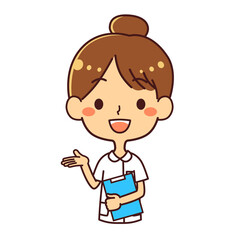 看護師　若い女性　案内　上半身