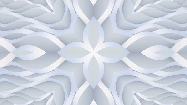 Abstract White background. Abstract lines. Wave background. Modern parametric surface. Seamless looping animation kaleidoscope