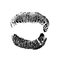 Lips track print. Stamp of mouth isolated on white background. Vector illustration.