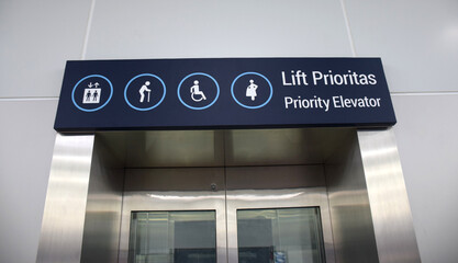 Diffable area, logo icon or sticker in public area of train station