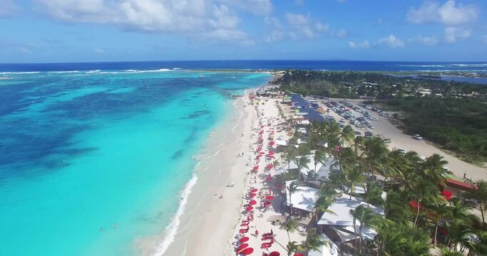 Aerial view of orient bay beach in the Caribbean island of 
st.martin. 