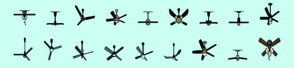 set of fan cartoon icon design template with various models. vector illustration