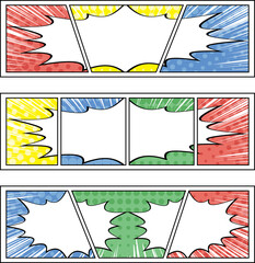 観客 紙吹雪 コミックコマ割りフレーム ハーフトーン背景 Wall Mural Kid A