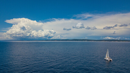 sailing a catamaran in adriatic sea