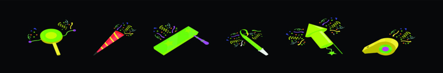 set of noise make or party icon cartoon icon design template with various models. vector illustration