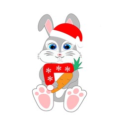 cute christmas animal in santa hat cartoon, character vector illustration	