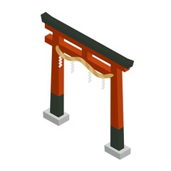 アイソメトリック　鳥居　アイソメ図
