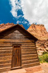 Fototapeta na wymiar Small One Room Schoolhouse Built by Morman Settlers,Fruita, Capitol Reef National Park, Utah,USA