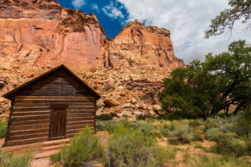 Small One Room Schoolhouse Built by Morman Settlers,Fruita, Capitol Reef National Park, Utah,USA