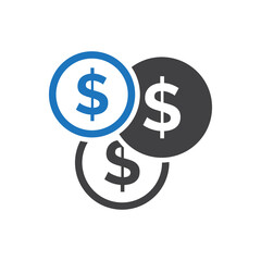 Obraz premium Dollar coins icon
