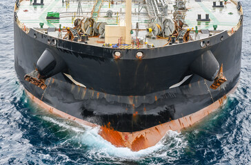Obraz premium The oil tanker in the high sea after a rain