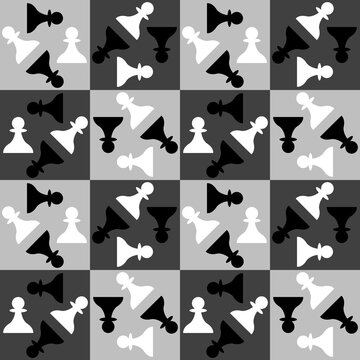 Seamless pattern with Chess pawn. Endless background. Vector illustration.
