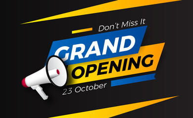 grand opening event promotion with 3d megaphone