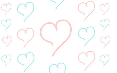 Vector illustration, seamless colored pattern of hearts, doodling for paper design, fabric, interior