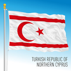 Northern Cyprus official national flag, Turkey, vector illustration