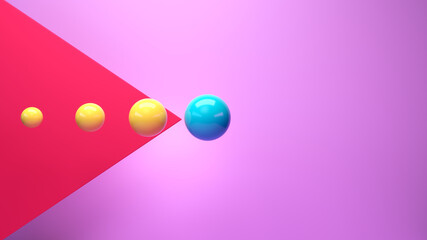 Abstract colorful composition of spheres and a triangle