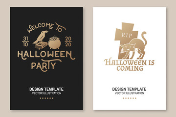 Halloween night party concept. Vector illustration.