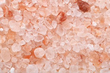 Coarse himalayan pink salt granules macro shot background - obrazy, fototapety, plakaty