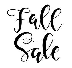 Fall Sale - black text isolated on white background, vector illustration with hand drawn calligraphy.