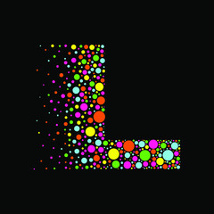 Letter L in Dispersion Effect, Scattering Circles/Bubbles,Colorful vector