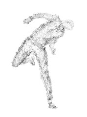 A man in motion, dancing figure, sketching