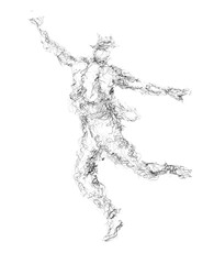 Fototapeta na wymiar A man in motion, dancing figure, doodling
