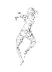 Fototapeta na wymiar a girl whirls , hand drawing illustration