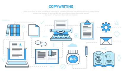 copywriting or copywiter concept with icon set template banner with modern blue color style