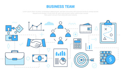 business team concept with icon set template banner with modern blue color style