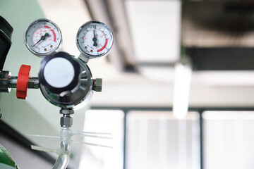 Pressure gauge in a specialized laboratory. Laboratory material.
