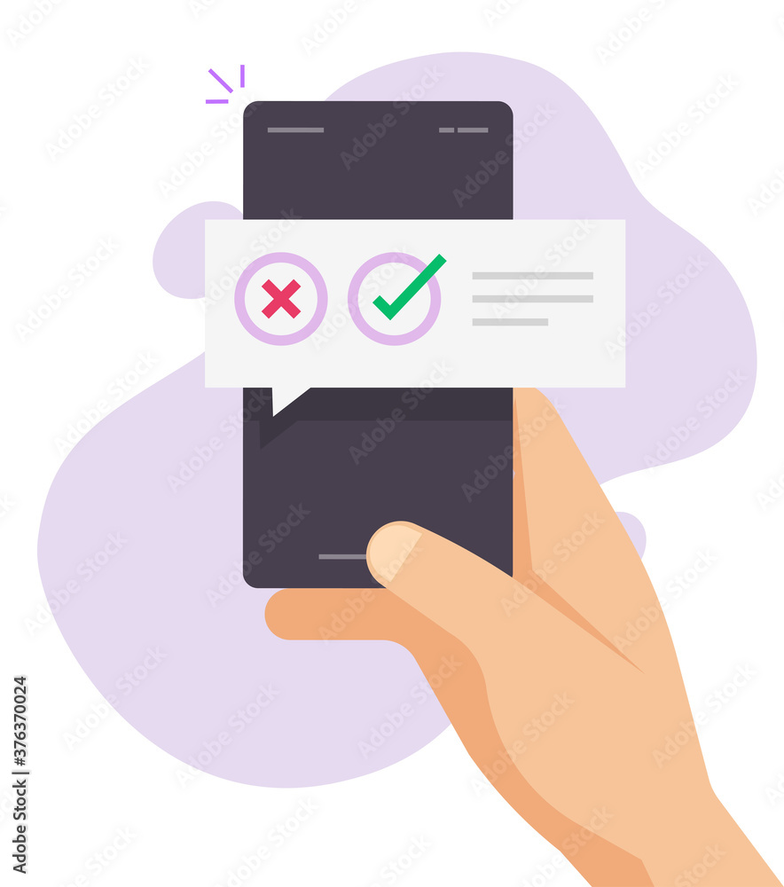 Poster poll vote digital quiz message notification chat bubble on mobile phone online vector, questionnaire