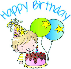 vector cartoon happy birthday card