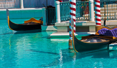 Gondolas Docked on Replica Grand Canal, Las Vegas, Nevada, USA © Billy McDonald