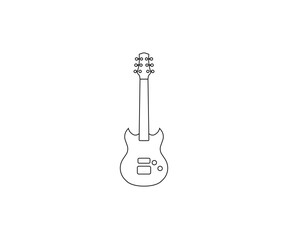 Naklejka premium Guitar, instrument, music icon. Vector illustration, flat design.