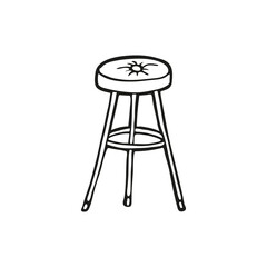 Cute hand drawn bar stool on a white background. Funny element in trendy doodle style for card, social media banner, logo, sticker, print, decoration. Vector illustration