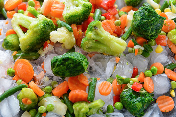 Mix of frozen vegetables as background