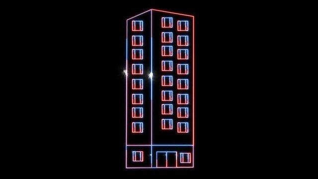 Digital architecture condominium and clean power energy move around building futuristic holographic modern technology