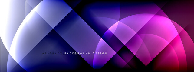 Vector abstract background - circle and cross on fluid gradient with shadows and light effects. Techno or business shiny design templates for text