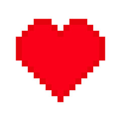 Pixel heart icon on white background