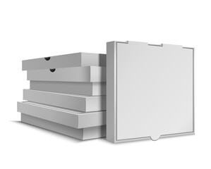 Realistic Detailed 3d Blank Empty Stack of Pizza Boxes Template Mockup. Vector
