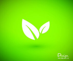 Leaf Icon on green background.