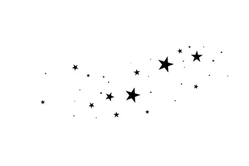 Fotobehang Stars on a white background. Black star shooting with an elegant star.Meteoroid, comet, asteroid, stars. © blagorodez
