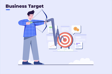 vector flat illustration business target, marketing target,  success  marketing target, goal of business achievement. can be use for website, UI UX, landing page, motion graphics, presentation.